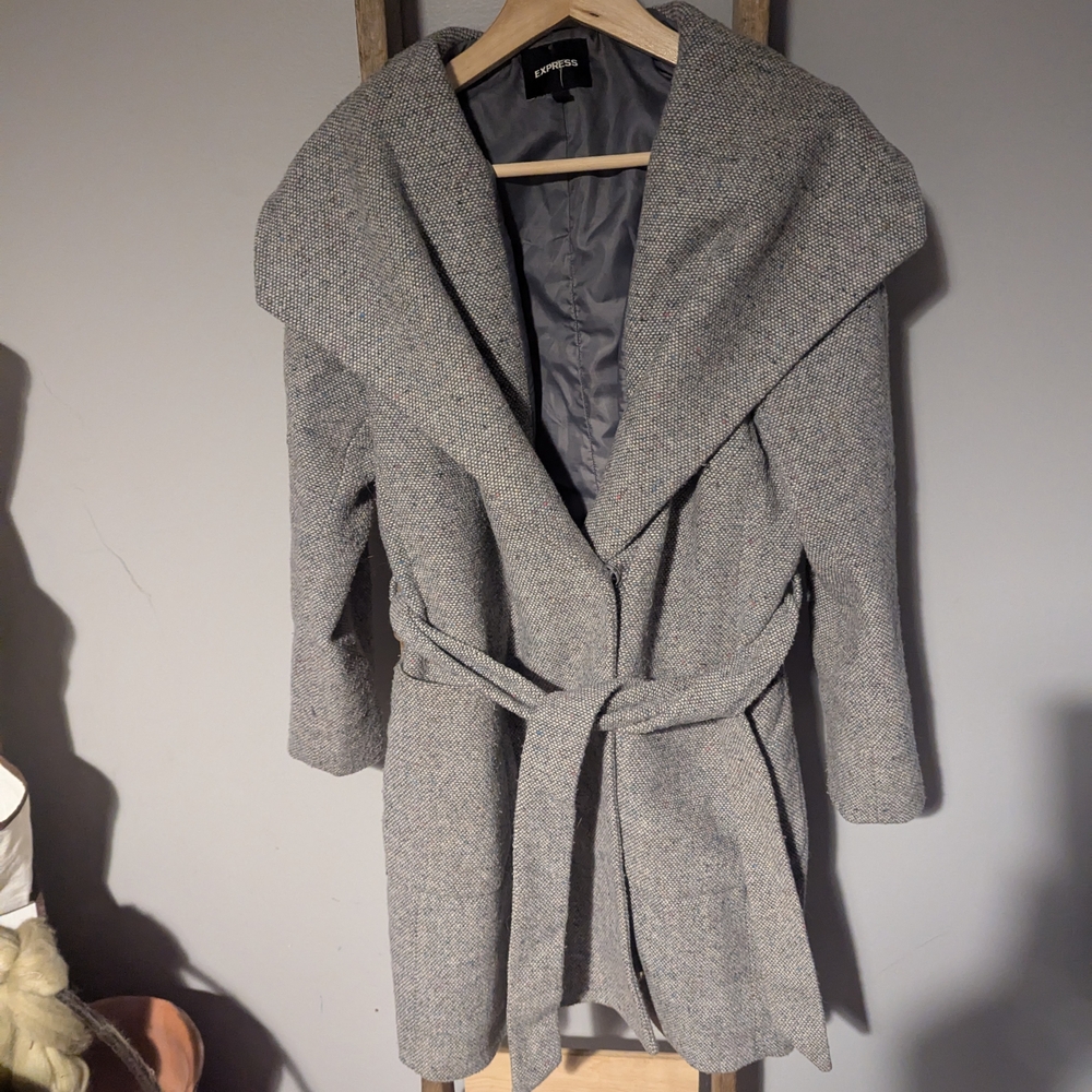 Express Gray Trench Coat with Belt